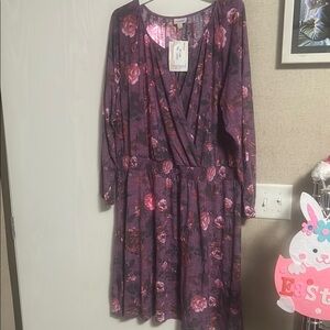 Floral Purple Long Sleeve Dress